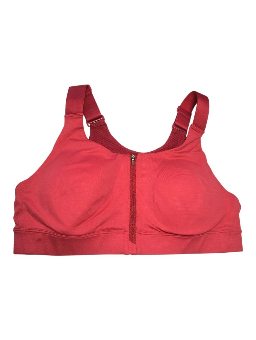 Outdoor Voices Red Front-Zip Support Lighly Lined Yoga Wireless Sports Bra L